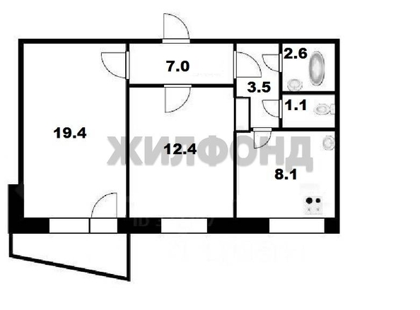 
  Продается 2-комн. квартира, 54.1 м², Экваторная ул, д. 8
. Фото 13.