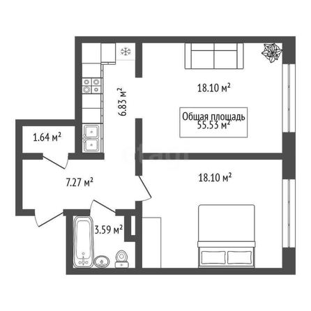 
  Продается 2-комн. квартира, 55.53 м², ЖК На Снежиной, дом 3
. Фото 1.