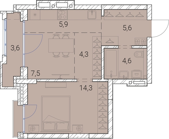 
  Продается 1-комн. квартира, 45.8 м², ЖК Тайм Сквер
. Фото 19.