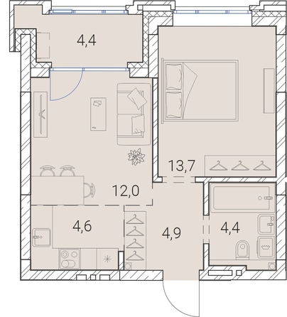 
  Продается 1-комн. квартира, 44 м², ЖК Тайм Сквер
. Фото 37.