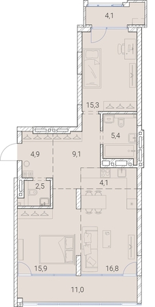 
  Продается 2-комн. квартира, 89.1 м², ЖК Тайм Сквер
. Фото 19.