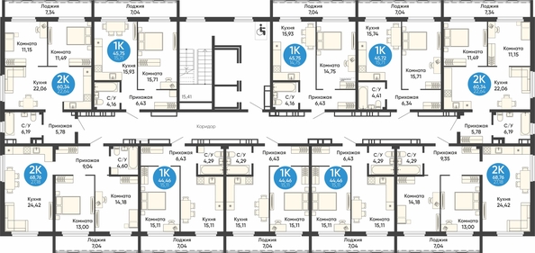 
  Продается 1-комн. квартира, 44.46 м², ЖК Квартал на Большой, дом 1
. Фото 1.