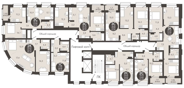 
  Продается 3-комн. квартира, 55.55 м², ЖК Флагман Холл
. Фото 1.