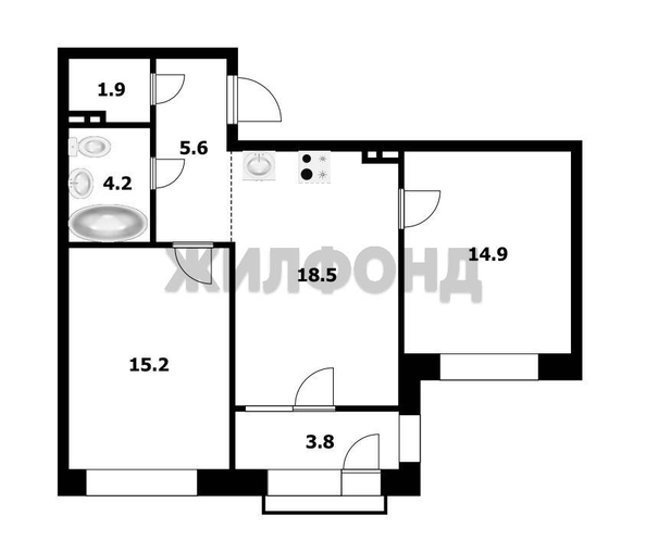 
  Продается 2-комн. квартира, 60.3 м², ЖК Кварталы Немировича, 1 очередь
. Фото 17.
