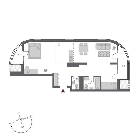 
  Продается студия, 75.4 м², ЖК Беринг, дом 2
. Фото 1.