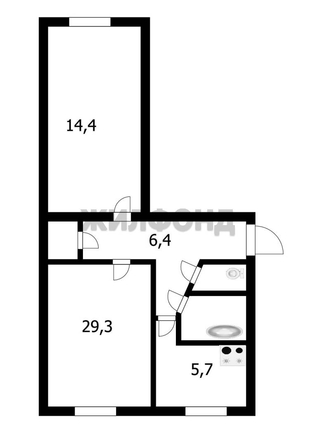 
  Продается 2-комн. квартира, 44.1 м², Телевизионная ул, д. 13а
. Фото 7.