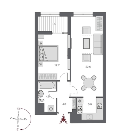 
  Продается 2-комн. квартира, 50.65 м², ЖК Дом Нобель
. Фото 1.