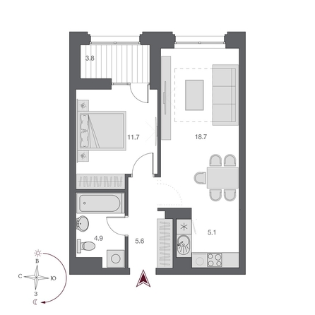 
  Продается 2-комн. квартира, 47.9 м², ЖК Дом Нобель
. Фото 1.