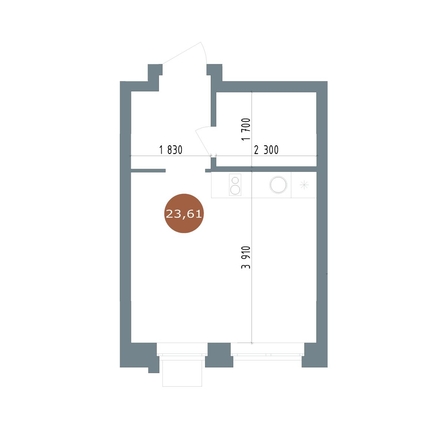 
  Продается студия, 23.61 м², ЖК 19/56 Кварталы Телецентра, сек 6
. Фото 1.