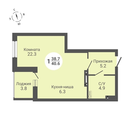 
  Продается студия, 40.6 м², ЖК На Петухова, дом 2
. Фото 10.