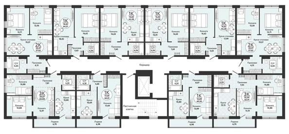 
  Продается 1-комн. квартира, 44.28 м², ЖК Одоевский, дом 4
. Фото 1.