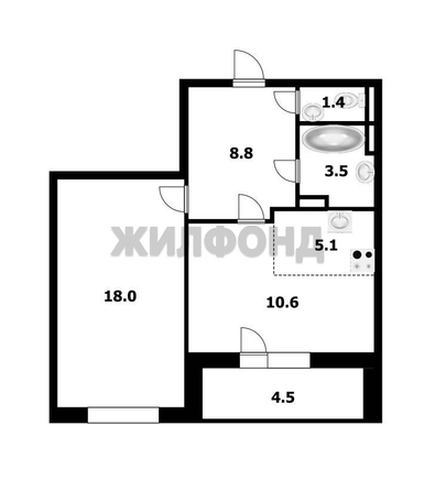 
  Продается 2-комн. квартира, 47.7 м², ЖК Черемушки на первомайке
. Фото 12.