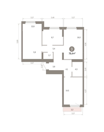 
  Продается 3-комн. квартира 79.38 м², в ЖК Пшеница, 6.1. Фото 1.