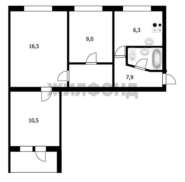 
  Продается 3-комн. квартира, 55.4 м², Кубовая ул, д. 106
. Фото 10.