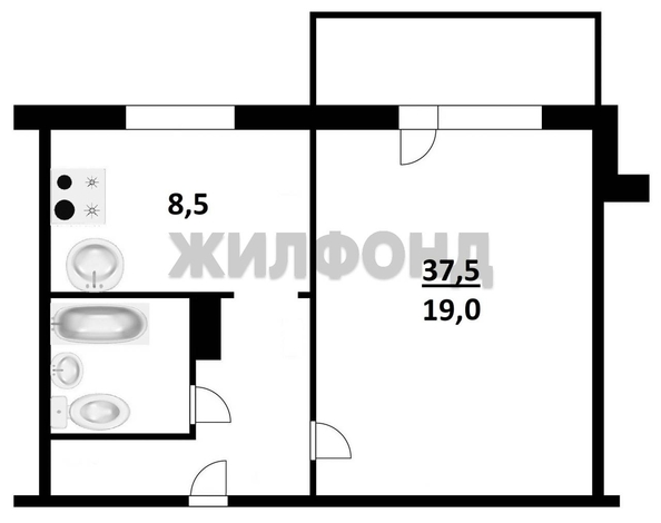 
  Продается 1-комн. квартира, 37.5 м², Хилокская ул, д. 1В
. Фото 19.