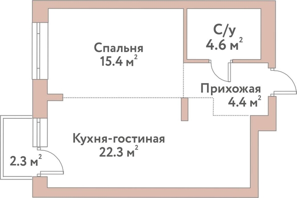 
  Продается 2-комн. квартира 46.7 м², в ЖК Флора и Фауна, 18а. Фото 1.