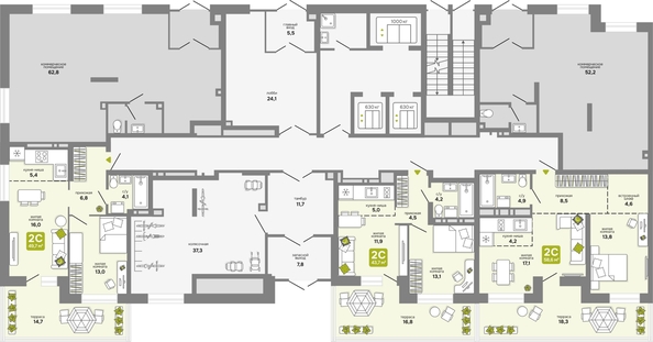 
  Продается 2-комн. квартира, 43.7 м², ЖК Счастливый квартал, дом 2
. Фото 2.