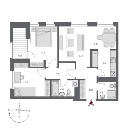 
  Продается 3-комн. квартира, 73.6 м², ЖК Дом Нобель
. Фото 1.