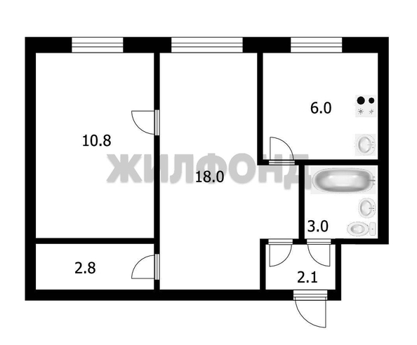 
  Продается 2-комн. квартира, 42.7 м², Степная ул, д. 55
. Фото 13.