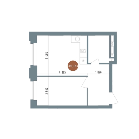 
  Продается 2-комн. квартира, 35.93 м², ЖК 19/56 Кварталы Телецентра, сек 4
. Фото 1.