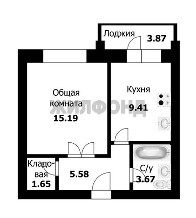 
  Продается 1-комн. квартира, 35.6 м², Виктора Уса ул, д. 1
. Фото 7.