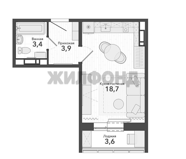 
  Продается студия, 25.6 м², ЖК Околица, дом 6
. Фото 12.