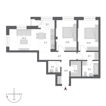 
  Продается 3-комн. квартира, 80.5 м², ЖК ОСКАР, дом 2
. Фото 2.