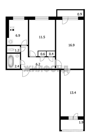 
  Продается 3-комн. квартира, 62.1 м², Олеко Дундича ул, д. 3
. Фото 12.