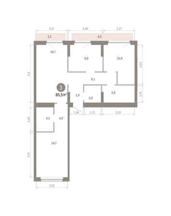 
  Продается 3-комн. квартира 85.48 м², в ЖК Пшеница, 6.1. Фото 1.