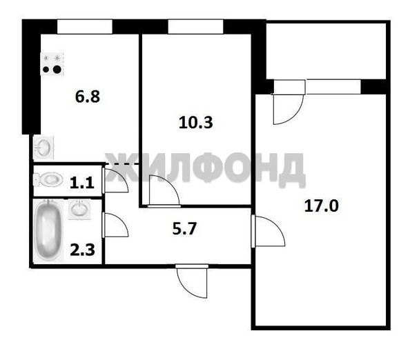 
  Продается 2-комн. квартира, 43.2 м², Комсомольская ул, д. 4
. Фото 10.