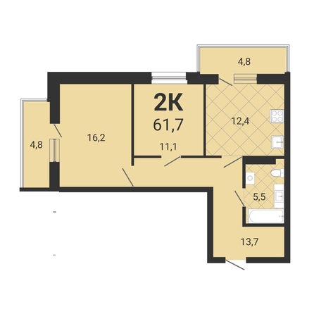 
  Продается 2-комн. квартира, 62 м², ЖК Тетрис, корпус 1
. Фото 1.