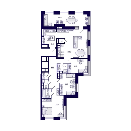 
  Продается 4-комн. квартира, 127 м², ЖК Citatum (Цитатум)
. Фото 1.