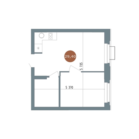 
  Продается 1-комн. квартира, 29.4 м², ЖК 19/56 Кварталы Телецентра, сек 3
. Фото 1.