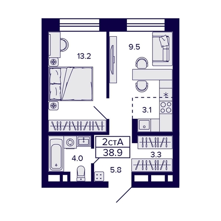 
  Продается 2-комн. квартира, 38.9 м², ЖК Citatum (Цитатум)
. Фото 1.