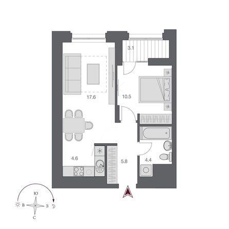
  Продается 2-комн. квартира, 44.45 м², ЖК Дом Нобель
. Фото 1.