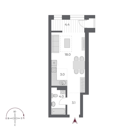 
  Продается студия, 32.5 м², ЖК ОСКАР, дом 2
. Фото 1.