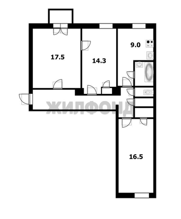 
  Продается 3-комн. квартира, 77 м², Зыряновская ул, д. 125
. Фото 4.