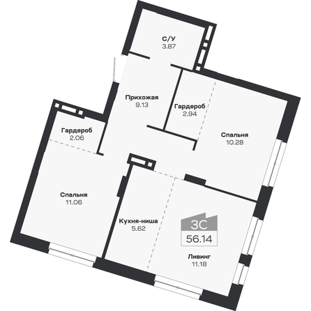 
  Продается 3-комн. квартира, 56.14 м², ЖК Базилик, дом 2
. Фото 1.