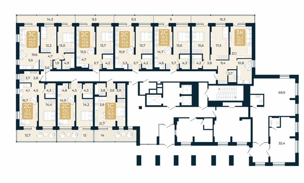 
  Продается 2-комн. квартира, 46.3 м², ЖК Первый на Есенина, дом 3
. Фото 1.