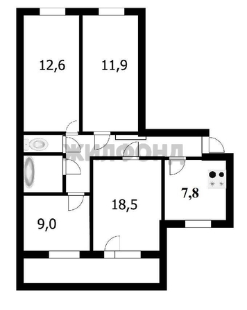 
  Продается 4-комн. квартира, 74.2 м², Забалуева ул, д. 54
. Фото 2.
