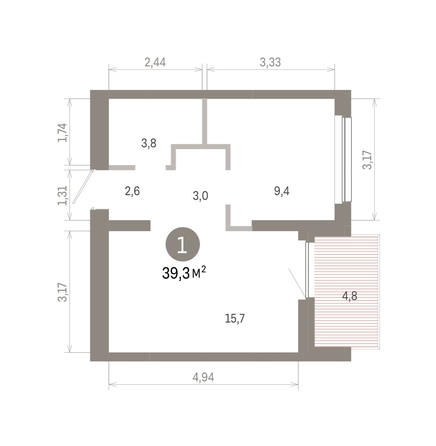 
  Продается 1-комн. квартира, 39.3 м², ЖК Лебедевский квартал, дом 1
. Фото 1.