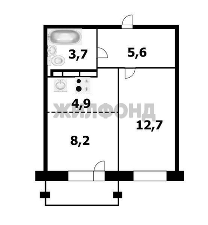 
  Продается 2-комн. квартира, 35.1 м², Заречная ул, д. 23
. Фото 12.