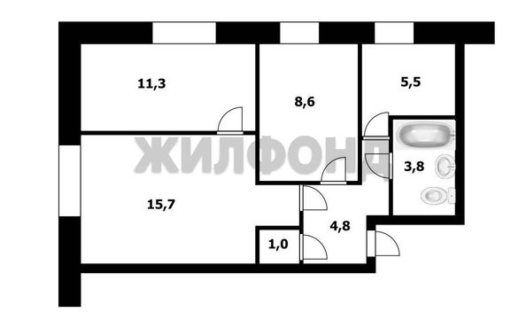 
  Продается 3-комн. квартира, 51.1 м², Чехова ул, д. 4
. Фото 11.