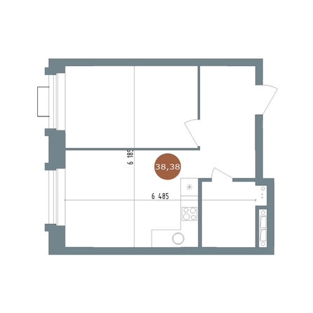 
  Продается 2-комн. квартира, 38.38 м², ЖК 19/56 Кварталы Телецентра, сек 3
. Фото 1.
