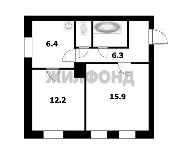 
  Продается 2-комн. квартира, 43.3 м², Холодильная ул, д. 27б
. Фото 2.