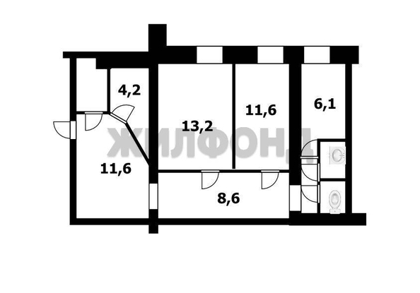 
  Продается 2-комн. квартира, 61.8 м², Краснообск, д. 245
. Фото 16.