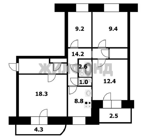 
  Продается 4-комн. квартира, 79.9 м², В. Высоцкого ул, д. 39
. Фото 21.