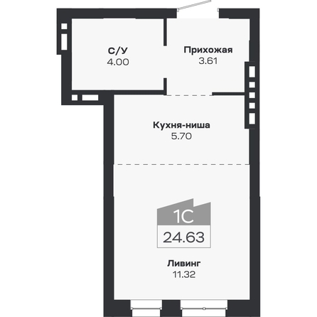 
  Продается 1-комн. квартира 24.63 м², в ЖК Базилик, дом 2. Фото 1.
