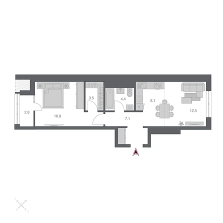 
  Продается 2-комн. квартира, 55.08 м², ЖК Беринг, дом 3
. Фото 1.