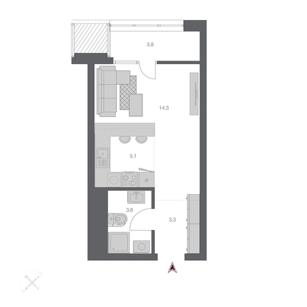 
  Продается студия, 30.26 м², ЖК Беринг, дом 3
. Фото 1.